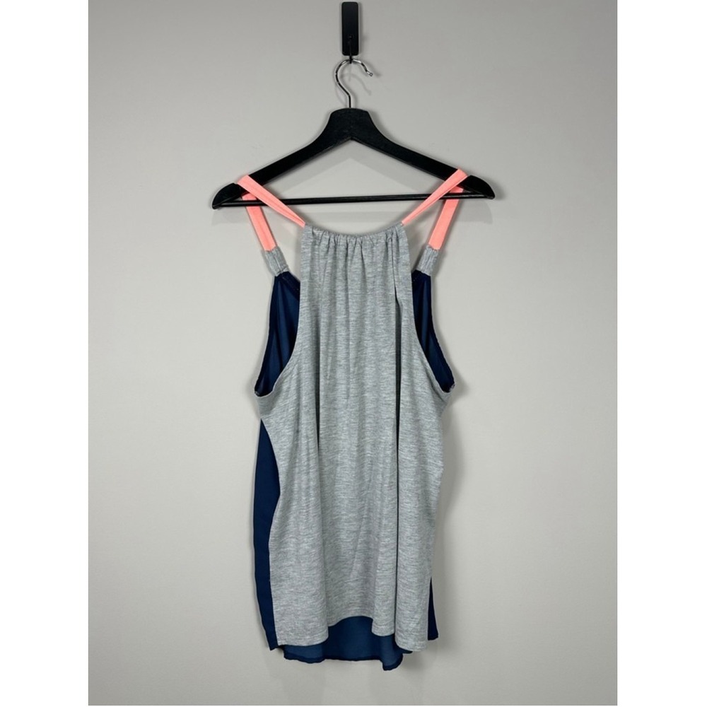 Rewind 1X Navy Blue Geometric Print Tank Top Women's Layered Look Coral Straps‎ - Picture 4 of 7